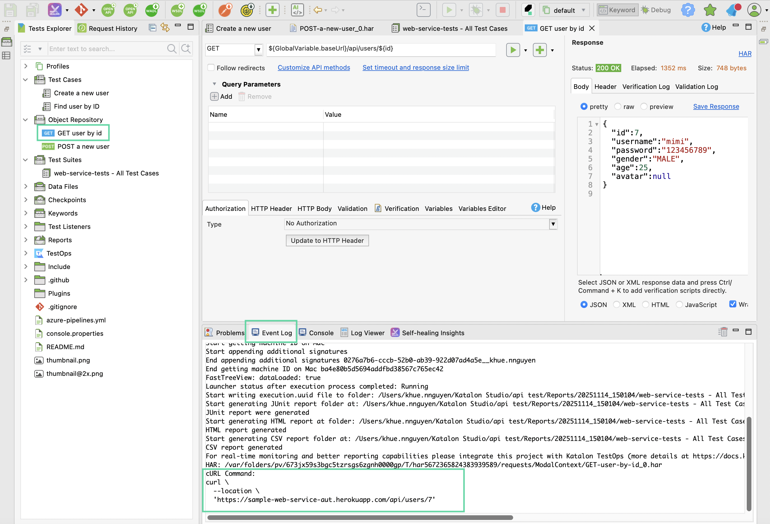 object repo display curl